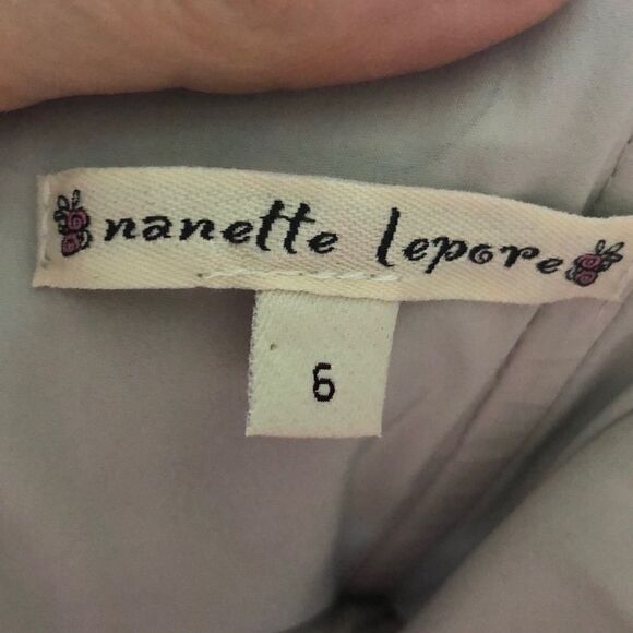 NANETTE LEPORE Grey and Blue Silk Strapless Dress Cocktail Dress Size 6 - Picture 8 of 8